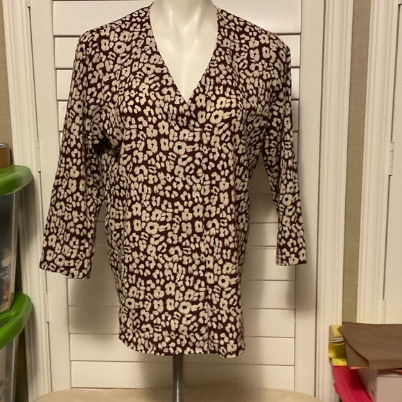Van Heusen Brown and Cream Floral Blouse - Picture 1 of 8